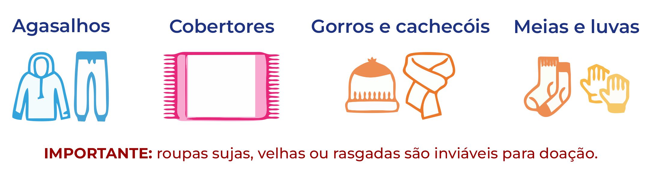 Doação de cobertores e agasalhos